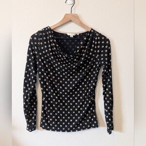 Boden Black and Yellow Patterned Long Sleeve Top